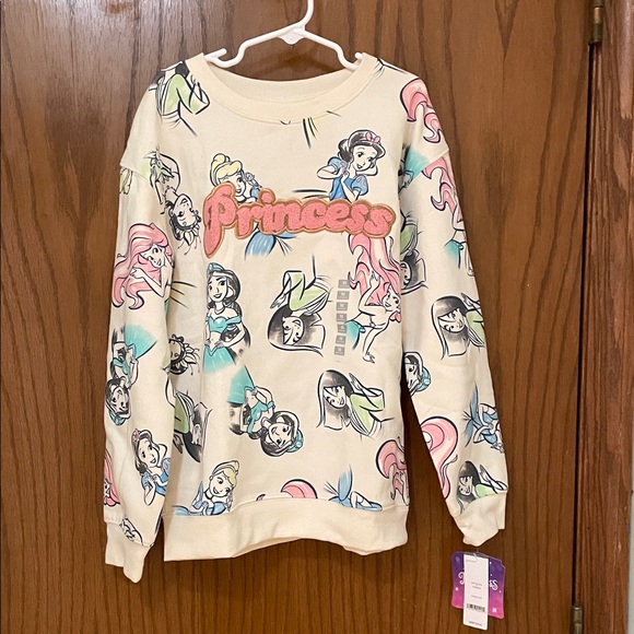 DISNEY NWT Girls Sz 10 Princess Graphic Cream Sweater Sweatshirt - Picture 3 of 15
